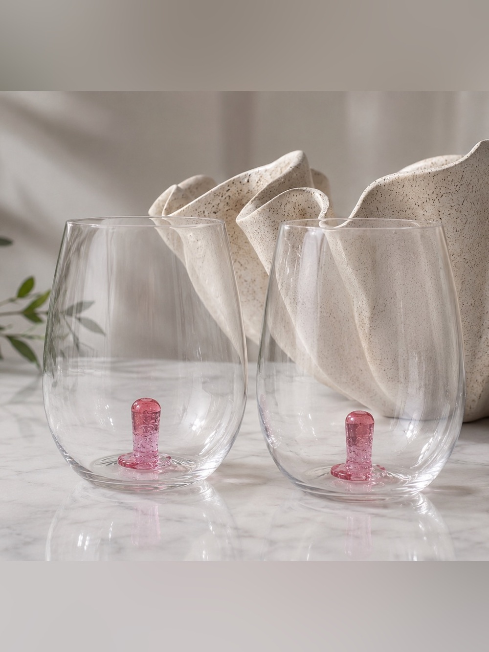 Stemless Acrylic Wine Glasses with Pink cowboy boot Accent - Set of 2T